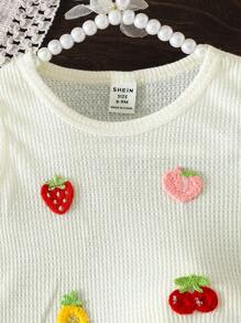 SHEIN Baby Girl Summer New Hollow Knit Sleeveless Tank Top + Beige Casual Shorts Set - Beige - View 5