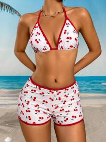 Swim Mod 夏日假期甜樱桃印花比基尼套装