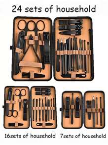 Hochwertiger 24 Stücke Brauner Nagelschneider-Set: Beinhaltet schräge Nagelschneider und Maniküre-Nagelhautscheren.