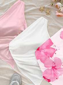 Soleia 3 chiếc/bộ phong cách ngày lễ giản dị phong cách đảo màu hồng và trắng phù hợp với họa tiết hoa nhiệt đới có viền bất đối xứng, thích hợp cho mùa hè, bãi biển, tiệc tùng, lễ hội âm nhạc - Nhiều màu - Xem 7