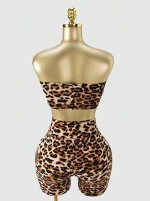 SHEIN SXY Plus Size Women's Basic Solid Casual 2pcs/Set Leopard Print And Solid Color Multipacks Tube Top And Shorts Set,Suitable For Hip-Hop,Leisure,Street Style,Western Wear,Music Festival,Vintage,Minimalism,Concert,Carnival Party,Resort,Outing,Vacation,Holiday,Date Night,Gathering,Birthday,Bachelorette Party Outfit ,Gyaru,Break,Rave,Modest,Chic,Club,Cute,Casul,Shopping, Streetwear,Going Out,Y2K,Y3K,Coquette,Easy To Match&Looks Slim,Accent Your Body,Flatter The Figure