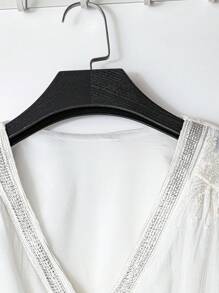 SHEIN Clasi V-Ausschnitt Puffärmel körperbetontes Damen Hemd, Sommer - Aprikosenfarben - Übersicht 3