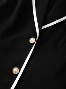 SHEIN Clasi 大码女式翻领长袖休闲撞色西装外套毕业、返校、教师服装