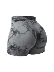 Easithlete 扎染印花松紧腰紧身夏季运动短裤骑行短裤 - 彩色 - 查看 2