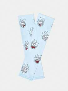 Rick and Morty X SHEIN زوج من أكمام يد للسيدات ذات بنمط شخصيات كرتونية بلون أزرق فاتح - الأزرق - مشاهدة 4