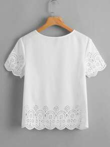 Ellevyn 貝殼邊鏤空邊上衣