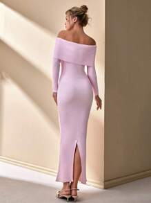 CLARA VERO Women Sweater Dress Elegant Pink Dress,Petite - Baby Pink - View 4