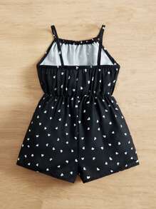 SHEIN Baby Girl Heart Print Cami Romper For Valentine's Day