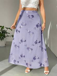 Firerie 大码女式优雅花卉刺绣飘逸下摆半身裙