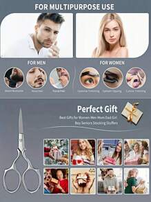 Tijeras de acero inoxidable resistentes a la oxidación, de uso múltiple, de precisión, para manualidades/costura/oficina y recorte facial de cejas, nariz y bigote - Multicolor - Ver 9