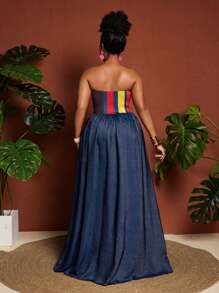 Maweii Plus Size Women's Printed Ruched Waist High-Low Hem Halter Midi Dress, Sexy Summer Holiday