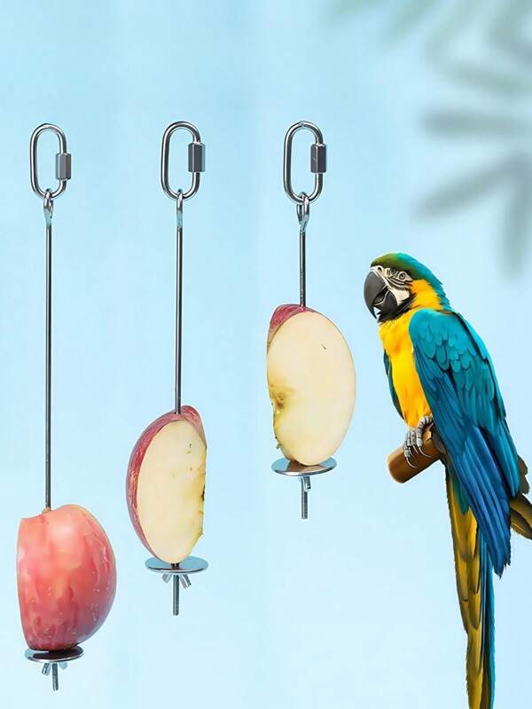 Stainless Steel Bird Fruit Forks - Parrot Cage Accessories Set For Fruit & Snack Feeding | Rustproof Chew-Proof Bird Supplies, Immediate Use Bird Toys