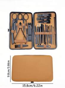 Hochwertiger 24 Stücke Brauner Nagelschneider-Set: Beinhaltet schräge Nagelschneider und Maniküre-Nagelhautscheren.