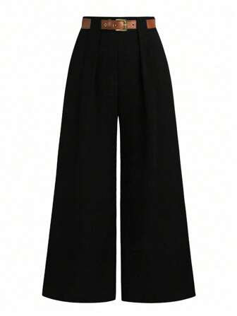 SHEIN CURVE+ Plus Size Women Casual Loose Palazzo Pants