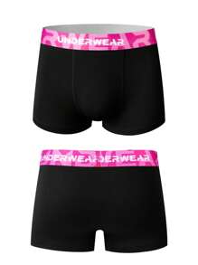 SHEIN Set de 5 calzoncillos tipo bóxer cómodos con cinta de contraste para adolescentes varones - Multicolor - Ver 4