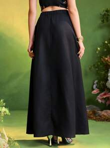 Frida Kahlo X SHEIN X Designer KATHARSIS Butterfly Printed High-Waist Split Thigh Midi Skirt Women Summer