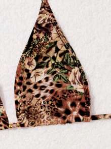 SHEIN Swim 2-Piece Zebra Striped V-Neck Bikini Swimsuit Set For Summer Beach Vacation - Multicolor - View 7