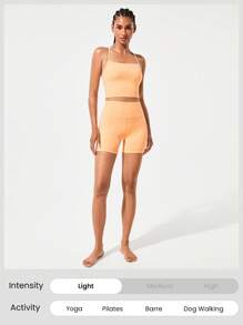 GLOWMODE FeatherFit™ T-Neck Racerback Tank Top Light Support Low Impact Yoga Studio Fall Winter