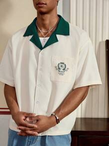 SWAVVY Men's Summer Letter Print Casual Shirt With Lapel Neck - Multicolor - View 4