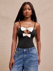 NYA SZN Body con fiocco, colorblock, per matrimonio, sposa, addio al nubilato, taglio, casual, quotidiano, vacanza, festa, brunch, elegante, gyaru, uscita, sexy, concerto, tour nazionale, festival musicale, outfit estivo pastello per donne