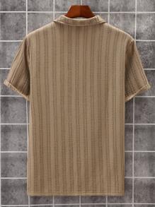 Manfinity Homme Men's Summer Casual Minimalist Solid Color Textured Fabric Short Sleeve Polo Shirt,POLO Men's Solid Color Short Sleeve POLO Shirt, Fashionable For Summer,Men's Texture Fabric V-Neck Short-Sleeved Polo Shirt, Business Polo Shirt With Collar, Golf, Daily Outing, Vacation And Travel, Outfits Husband  And Boyfriend Gifts For Friends Summer Men Tops