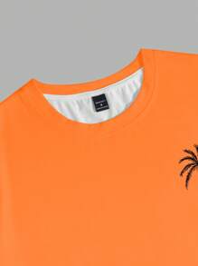 Manfinity RSRT Men's Vacation Casual Coconut Tree Gradient Print T-Shirt And Shorts Set, Cozy Outfits - Multicolor - View 4