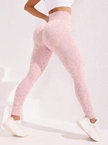 Easithlete 2pcs Leopard Print High Waist Seamless Elastic Sports Leggings Yoga Women Pants - Multicolor - View 3