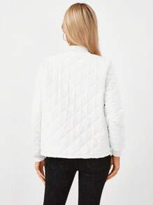 Áo khoác bay chần bông ấm áp, thoải mái hàng ngày dành cho nữ, mùa thu/đông - trắng - Xem 2