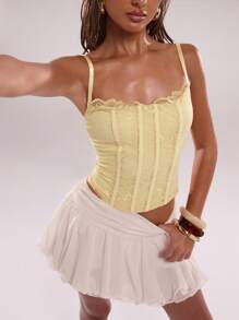 SHEIN BAE 黄色蕾丝纹理女士文胸，春夏