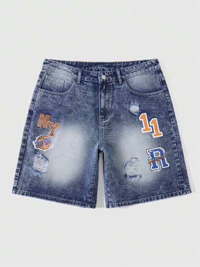 Street Life Men's Casual Distressed Denim Shorts
