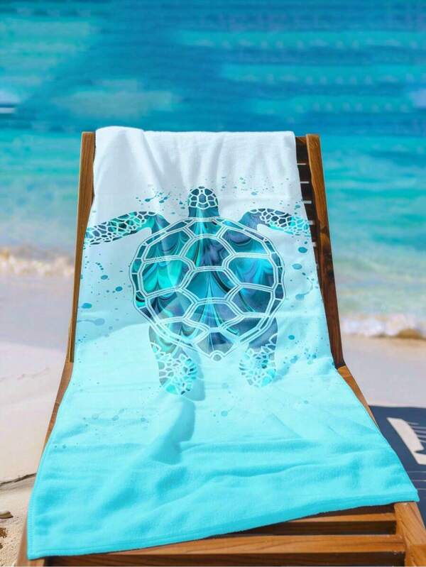 1PC Turtle Print Beach Towel - Super Absorbent 240gsm Quick Dry Microfiber, Extra Large Size For Beach, Yoga, Travel, Camping - Cute Cartoon Bath Towel, Summer Holiday Decoration, Viral Aesthetic Gift,Sandproof For Summer Travel, Vacation Holiday Bathroom Decor,Recommend Regular Sizes And Larger Sizes, (35*75cm Small Size Towel,150cm Or Above Recommended)