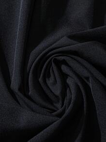 GlowEve CURVE 大码优雅简约蝴蝶结撞色饰边短袖连衣裙 - 黑色 - 查看 4