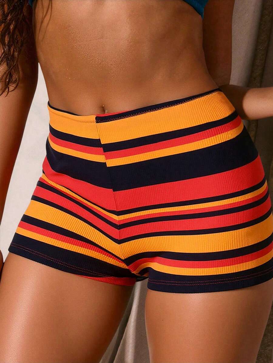 Swim Vcay Bañadores con estampado de rayas de colores, traje de baño tipo biquini de verano