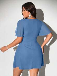 Viva Relle Plus Size Sexy Elegant Bodycon Dress - Red - Blue - View 6