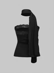 ROMWE J-Fashion 3件套 Y2K Subculture 女款短款吊带背心，下摆开衩设计 - 彩色 - 查看 8