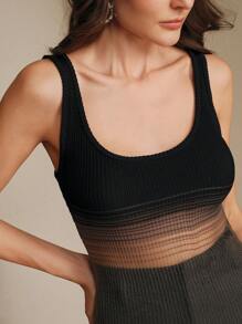 Anewsta Women's Light And Airy Ombre Sheer Tank Top - Black - View 2