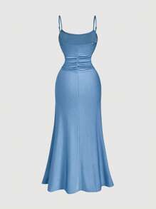 SHEIN MOD Conjunto de 2 piezas de talla grande en azul, compuesto por cárdigan y vestido midi para mujer - Azul - Ver 7