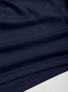 Sweetra Retro Sexy Deep V-Neck Metal Buckle Decor Halter Neck Top - Blue - View 6