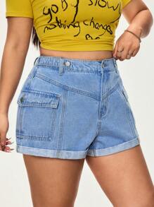 SHEIN ICON Plus Size Women's Cool & Fashionable Denim Shorts