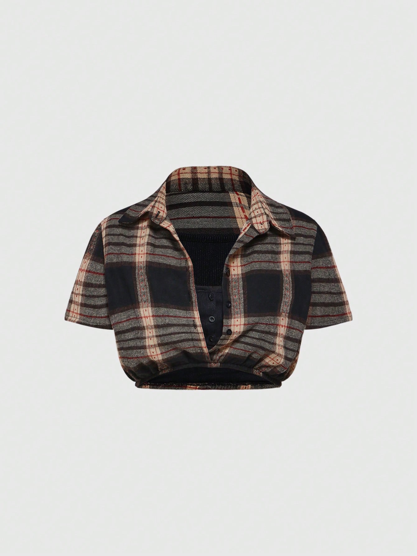 Our Grunge Punk Y2K Retro Streetwear Plaid Checkered Crop Shirt is