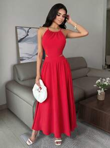 Chiquease 夏季无袖露背性感紧身迷你连衣裙 - 紅色 - 查看 5