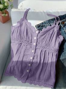 Comfortcana 女士夏季休闲紫色吊带背心 - 紫色 - 查看 5