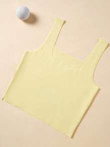 SHEIN Tween Girls' Cherry Letter Print Camisole Tank Top, Summer - Yellow - View 2