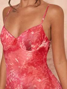 SHEIN BAE 夏季女式花卉印花露背性感优雅连衣裙/花卉印花连衣裙/返校装/女士夏季连衣裙/女士婚礼宾客连衣裙/女士度假装/粉色连衣裙/女士生日连衣裙/女士约会晚装 - 粉色 - 查看 7