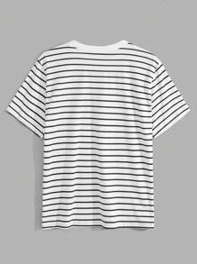 RueChic Men Cottonline 2pcs Multi Pack Striped Regular T-Shirts - Black and White - View 4