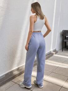 RueChic Damen einfarbige Strick-Hose mit Seitentaschen, vorne gefältelt, lässiger Schnitt, für Alltag, Lässig, Workout, Sommerkleidung