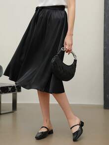 EMERY ROSE Falda minimalista tipo A de mujer, adecuada para el verano - Negro - Ver 3