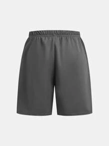 SHEIN 2 szt. Chłopięcy sportowy, sportowy, z nadrukiem graficznym, okrągłym dekoltem, krótkim rękawem, zestaw koszul i spodenek, odpowiedni do dojazdów do pracy, szkoły, codziennego noszenia, odpowiedni do uprawiania sportu, biegania, koszykówki, zajęć na świeżym powietrzu, wiosna/lato