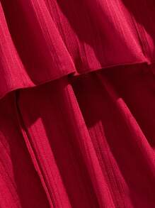 Tween Girl Off-Shoulder Ruffled Chiffon Dress, Elegant, Casual Outdoor, Spring/Summer,Holiday,Summer,Travel - Burgundy - View 5