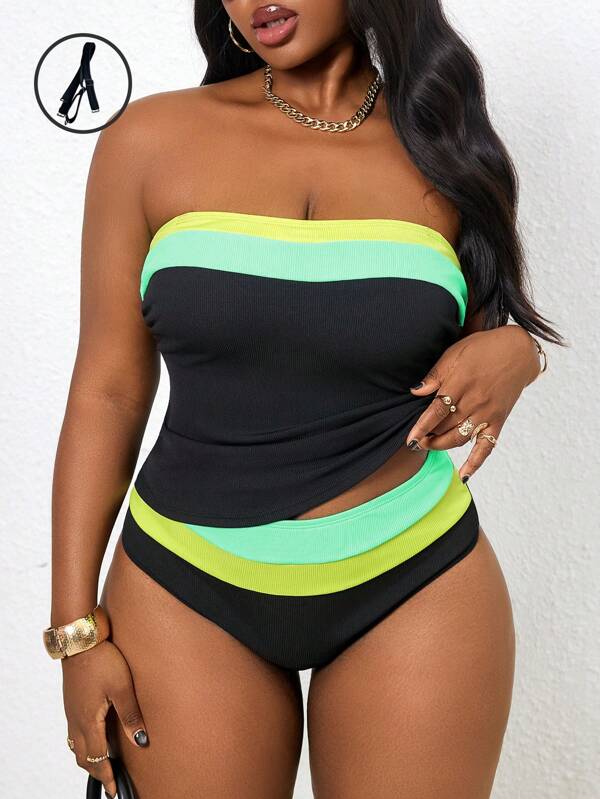 Slaydiva Bikini top a fascia dalla linea minimale e casual, adatto alla taglia grande per l'estate